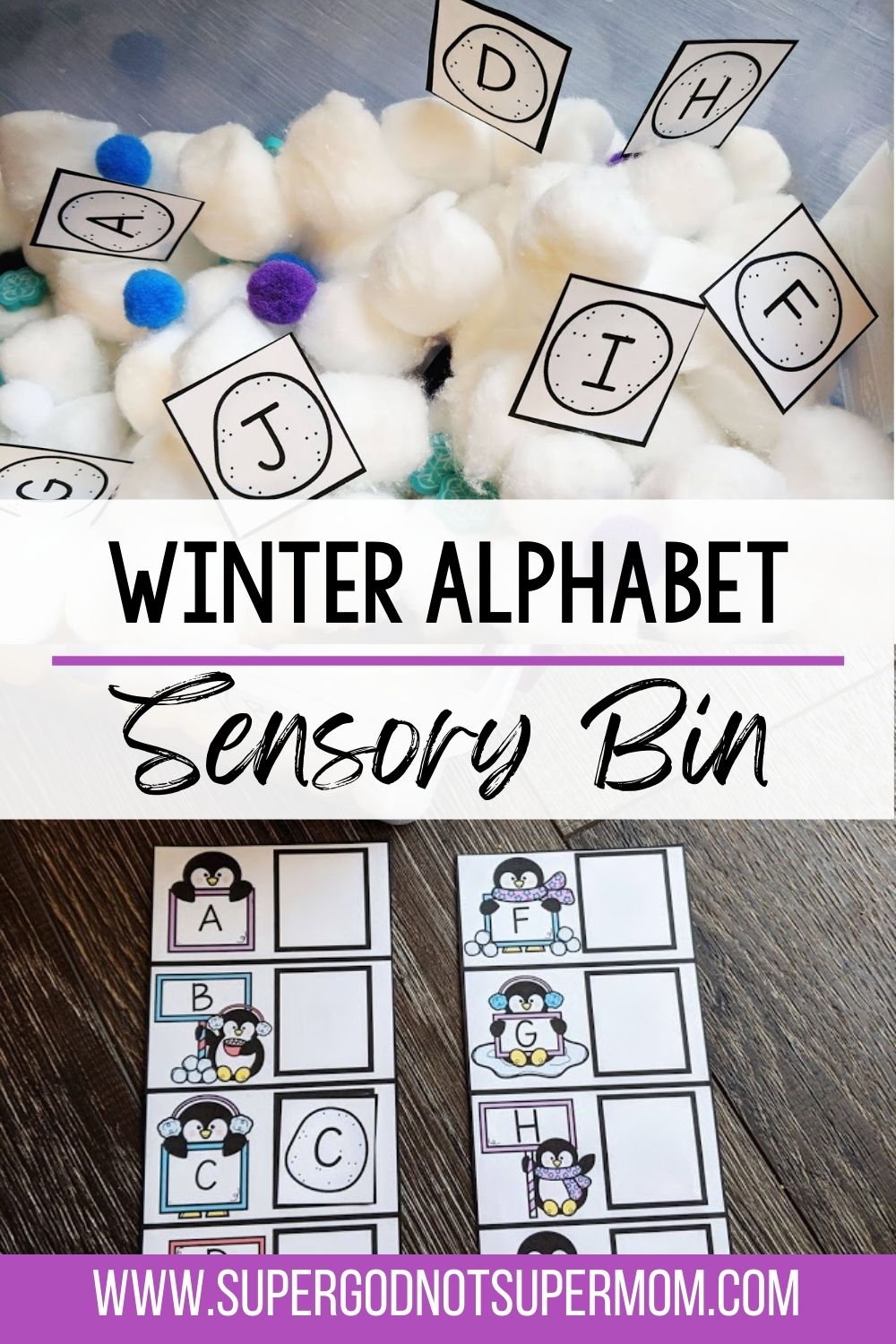 Winter Alphabet Sensory Bin - Super God, Not Super Mom